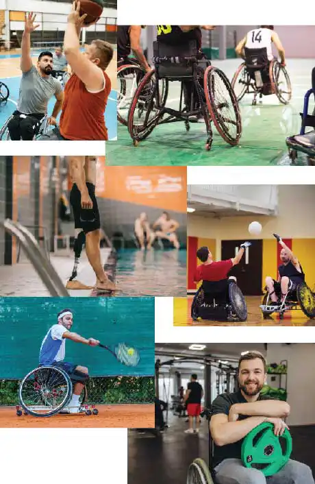 images of various wheelchair sports